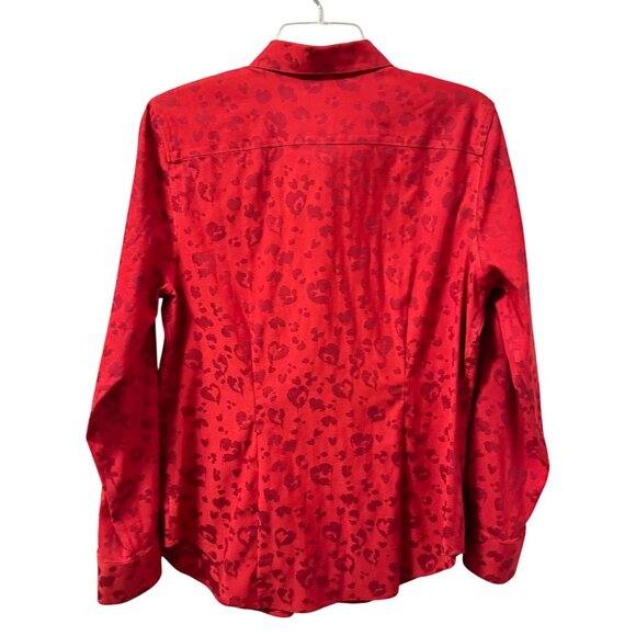 Chicos Red Heart Pattern Button-Up Shirt Size Medium Shirt - Picture 10 of 12